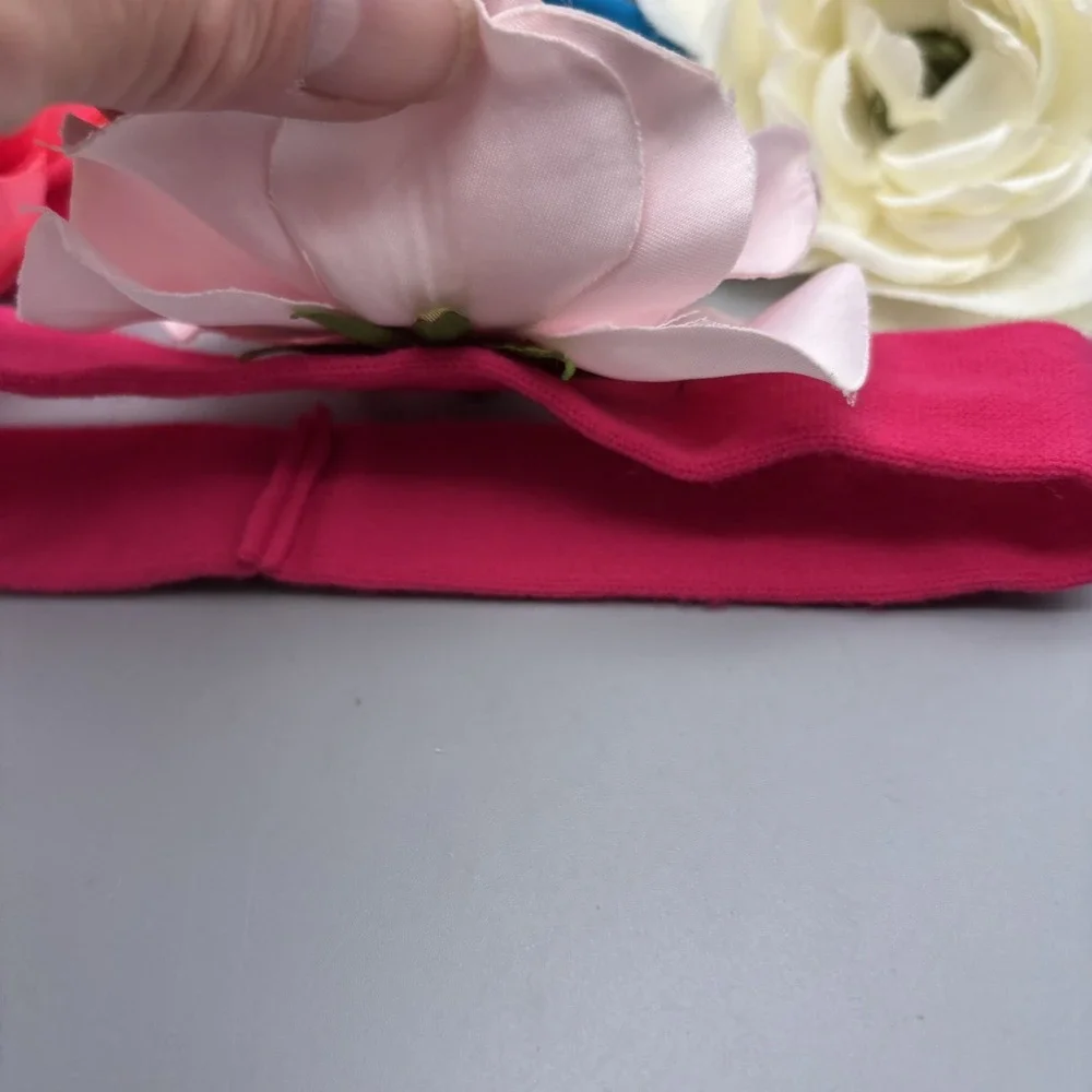 5 Pc. Large Flower Hair Bow on‎ Knit Headband Lot Gift Set Baby Girl